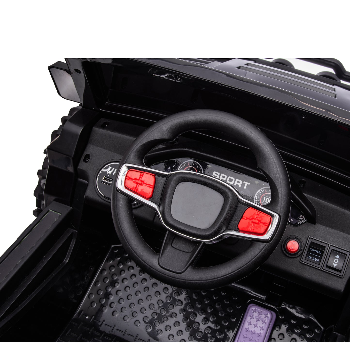 24V Kids Ride On Truck Car with Parents Remote Control, 2x200W Engine, 9AH Battery Electric Powered Ride On Toys w/ Spring Suspension, 3 Speeds, USB/MP3 Music, Story for Girls Boys, Black