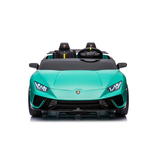 Licensed Lamborghini 4WD 24V Kids Ride on Car with Remote Control & 2 Seater, 4*40W Motor Electric Powered Ride on Toy Car w/ 3 Speeds, Spring Suspensions, LED Lights, Bluetooth USB Music, Green