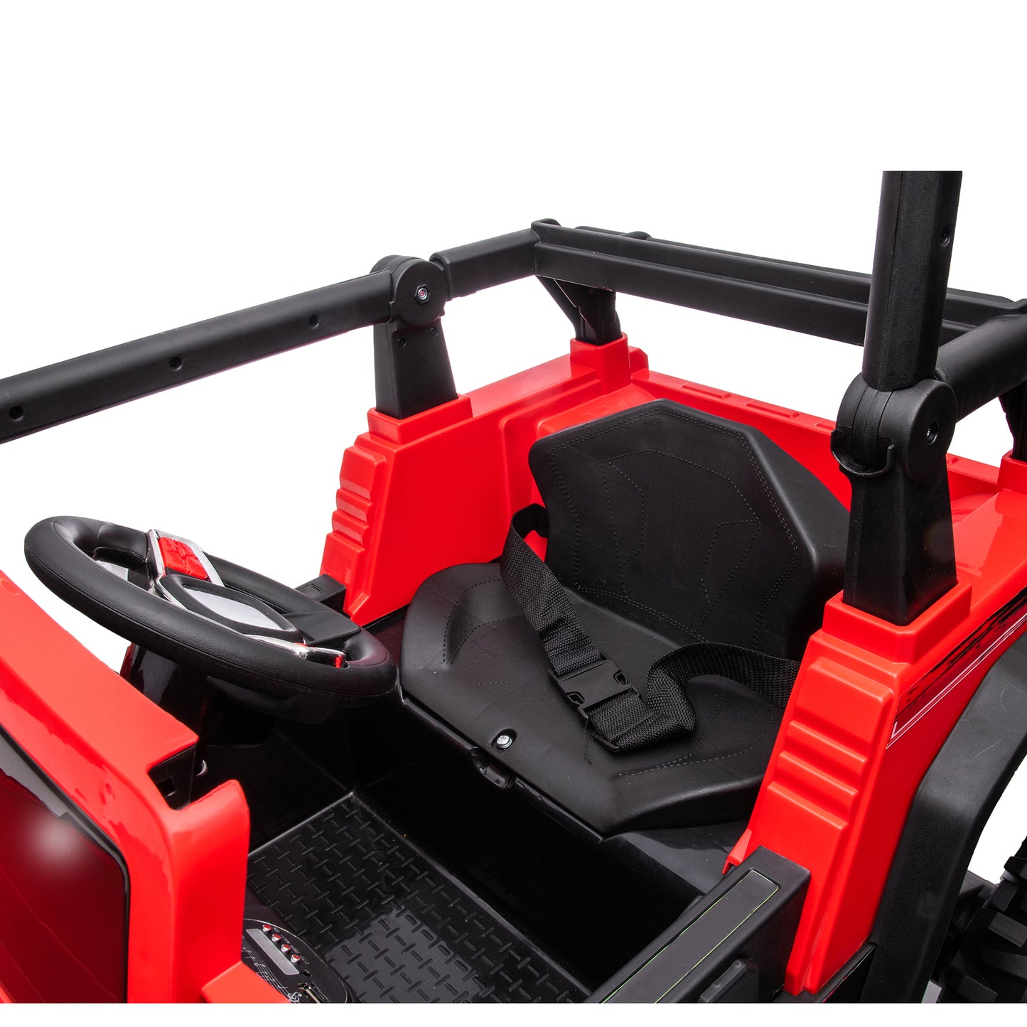 Joyracer 24 Volt Kids Ride on Truck Car with Parents Remote Control, 2x200W Engine, 9AH Battery Electric Powered Ride on Toys w/ Spring Suspension, 3 Speeds, USB/MP3 Music, Story, for Big Kids, Black, Red--007
