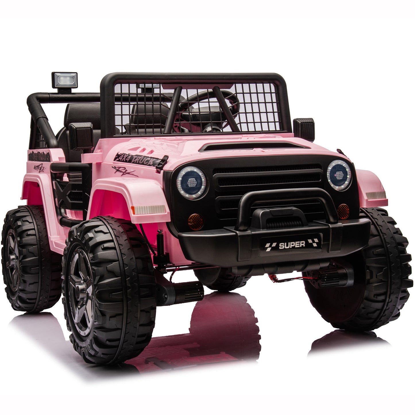 4x4 24V Kids Ride on Car Truck w/ 2 Seater Remote Control, 4*200W Motor 9AH Battery Powered Electric Ride on Toys Car, 3 Speeds, Wheels,Spring Suspension, Bluetooth Music for Girls Boys, Pink