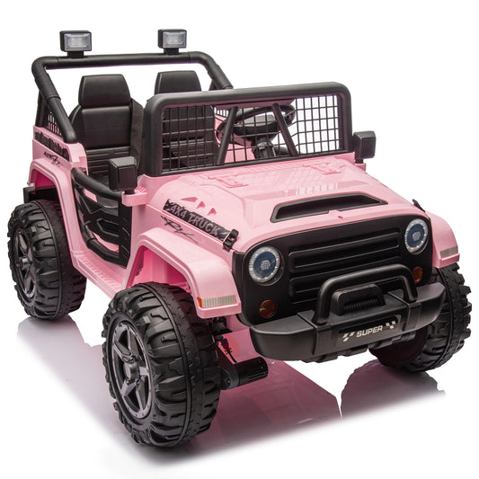 4x4 24V Kids Ride on Car Truck w/ 2 Seater Remote Control, 4*200W Motor 9AH Battery Powered Electric Ride on Toys Car, 3 Speeds, Wheels,Spring Suspension, Bluetooth Music for Girls Boys, Pink