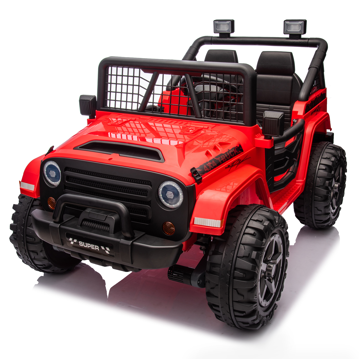 4x4 24 Volts Ride on Car Truck w/ 2 Seater & Remote Control, 4*200W Motor 9AH Battery Powered Electric Ride on Toys Car, 3 Speeds, Wheels, Spring Suspension, Bluetooth Music, Big Kids, Red
