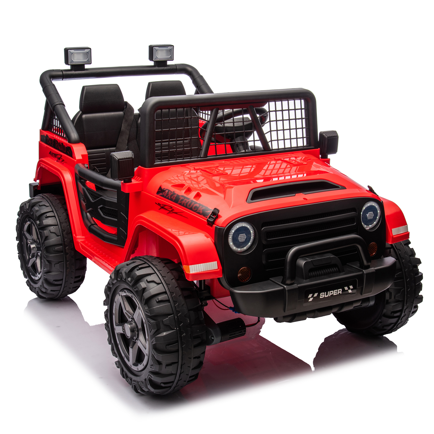 4x4 24 Volts Ride on Car Truck w/ 2 Seater & Remote Control, 4*200W Motor 9AH Battery Powered Electric Ride on Toys Car, 3 Speeds, Wheels, Spring Suspension, Bluetooth Music, Big Kids, Red