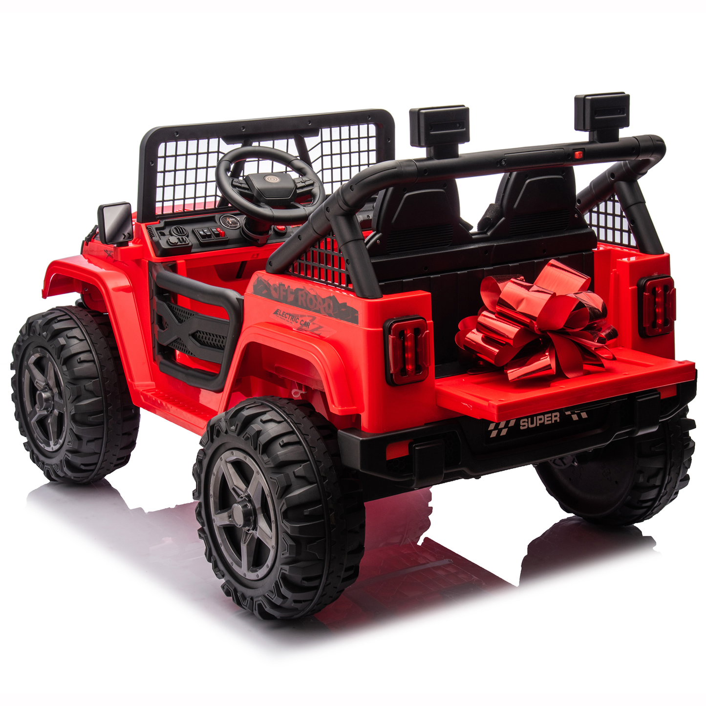 4x4 24 Volts Ride on Car Truck w/ 2 Seater & Remote Control, 4*200W Motor 9AH Battery Powered Electric Ride on Toys Car, 3 Speeds, Wheels, Spring Suspension, Bluetooth Music, Big Kids, Red
