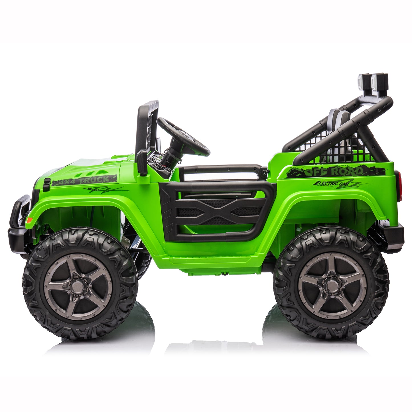 Joyracer 24V Ride on Truck Car w/ Remote, 2 Seater 4WD/2WD Switchable Electric Car for Kids, 4x100W Motor Power Four Wheels, Kids Outdoor Toys for Boys Girls, Max Speed 6Mph, Bluetooth/Music, Green--055