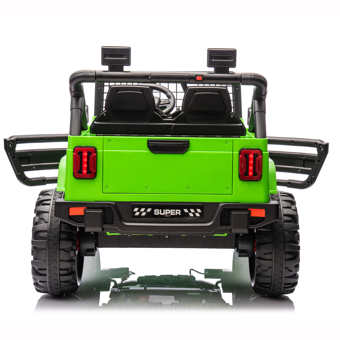 Joyracer 24V Ride on Truck Car w/ Remote, 2 Seater 4WD/2WD Switchable Electric Car for Kids, 4x100W Motor Power Four Wheels, Kids Outdoor Toys for Boys Girls, Max Speed 6Mph, Bluetooth/Music, Green--055