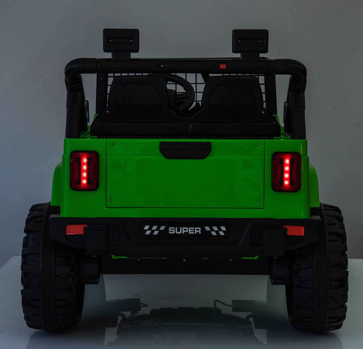 Joyracer 24V Ride on Truck Car w/ Remote, 2 Seater 4WD/2WD Switchable Electric Car for Kids, 4x100W Motor Power Four Wheels, Kids Outdoor Toys for Boys Girls, Max Speed 6Mph, Bluetooth/Music, Green--055