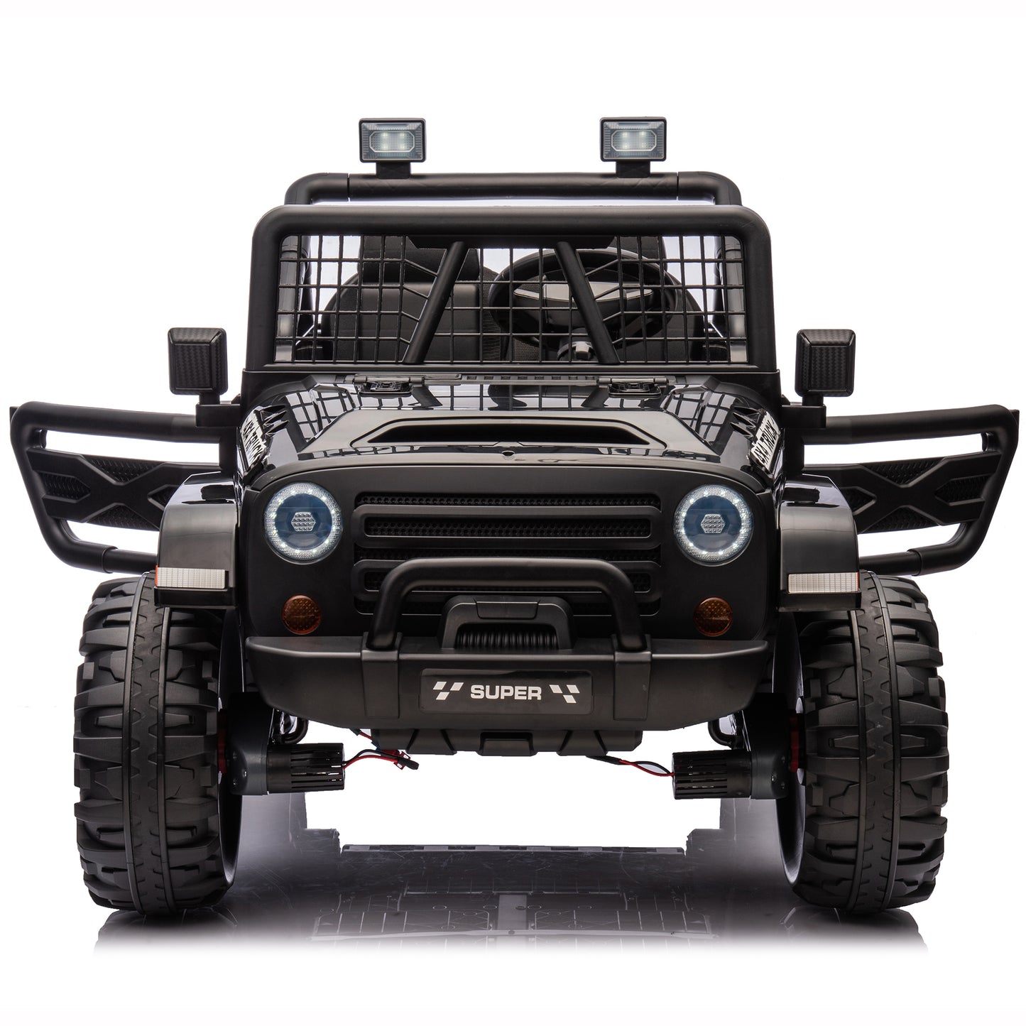 Joyracer 24V Ride on Truck Car w/ Remote, 2 Seater 4WD/2WD Switchable Electric Car for Kids, 4x100W Motor Power Four Wheels, Kids Outdoor Toys for Boys Girls, Max Speed 6Mph, Bluetooth/Music, Black,Green, Pink,Red--055