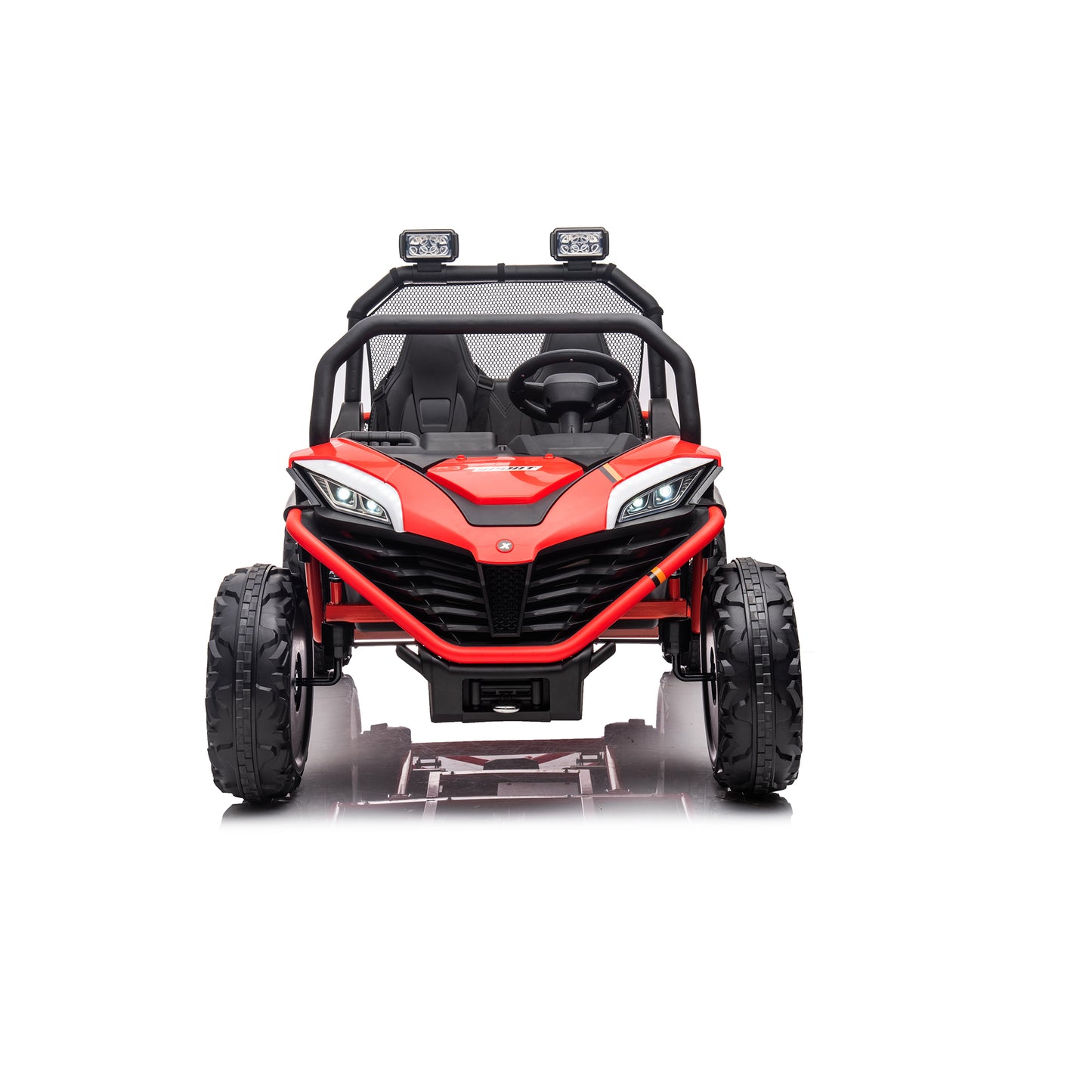 24V 4WD Kids Ride On UTV Car with Remote Control, 2 Seater Electric Off-Road UTV Toy w/ 4x80W Motors, 10AH Large Battery Powered, 3 Speed, Bluetooth, Radio, LED Light, Red