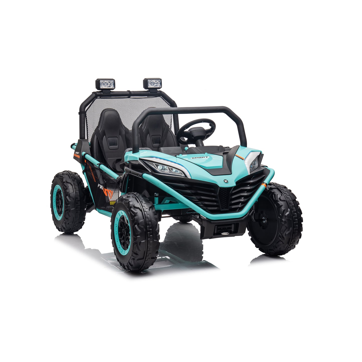 24V 4WD Kids Ride On UTV Car with Remote Control, 2 Seater Electric Off-Road UTV Toy w/ 4x80W Motors, 10AH Large Battery Powered, 3 Speed, Bluetooth, Radio, LED Light, Green