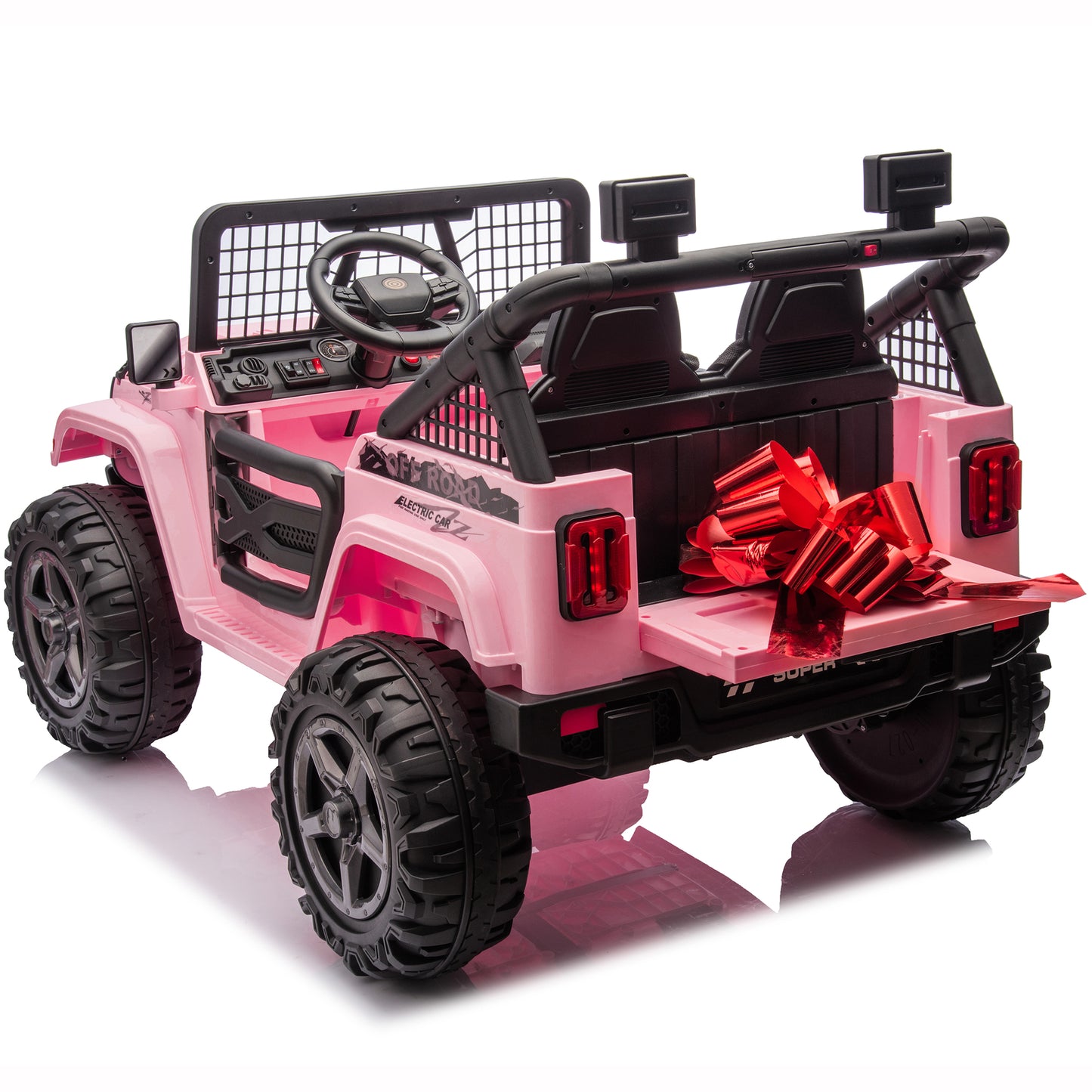 4x4 24V Kids Ride on Car Truck w/ 2 Seater Remote Control, 4*200W Motor 9AH Battery Powered Electric Ride on Toys Car, 3 Speeds, Wheels,Spring Suspension, Bluetooth Music for Girls Boys, Pink