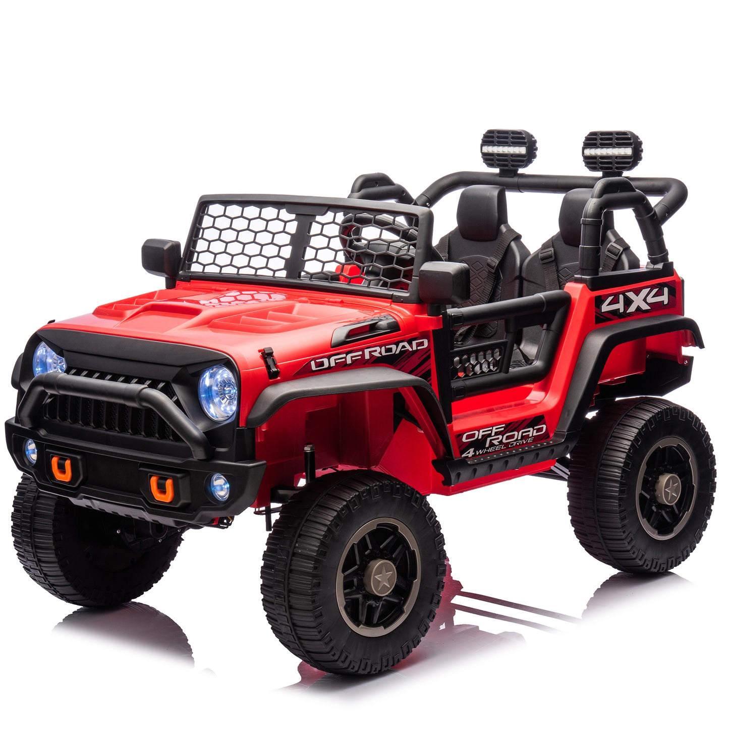 Joyracer 24V 4WD Ride on Toys with Remote Control, 2 Seater Kids Electric Car 7AH Battery Powered Truck Vehicle Powered 4-Wheeler Toy w/ Spring Suspension, Bluetooth Music, Gift for Boys Girls Red,green,white,black,rose-8802