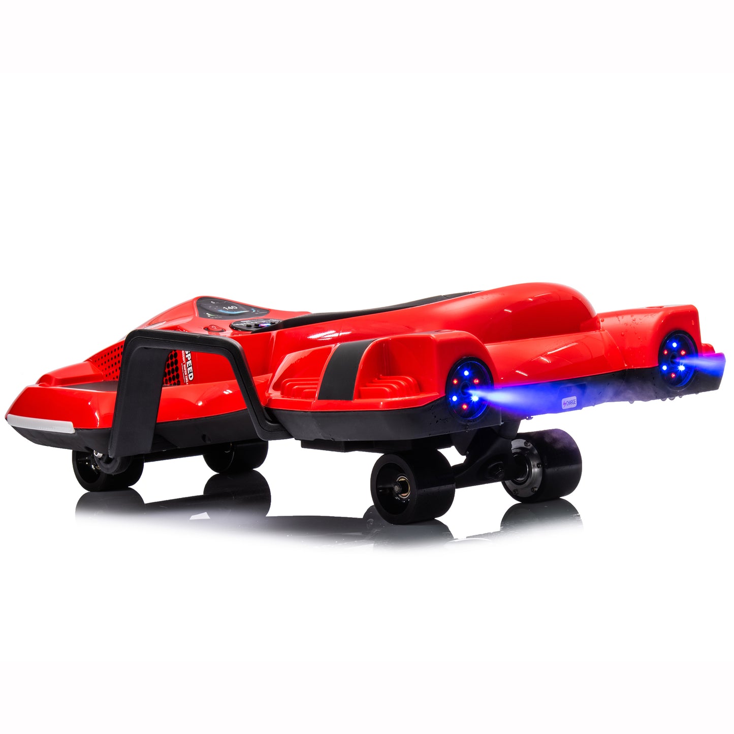 24V Ride on Toys with 200W Hub Motor Up to 7MPH, Battery Powerd Ride on Drift Car, Color Tail Spray, Accelerator Pedal, PU Tires, Gravity Steering, Bluetooth Music for Big Kids Ages 6+, White