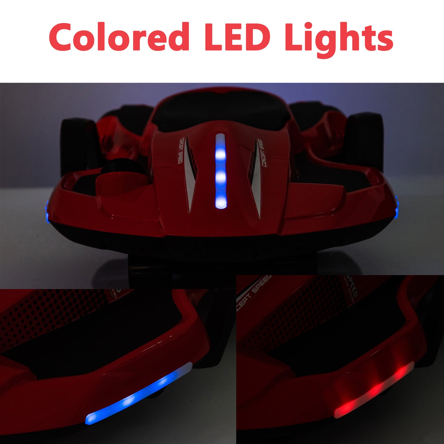 24V Ride on Toys with 200W Hub Motor Up to 7MPH, Battery Powerd Ride on Drift Car, Color Tail Spray, Accelerator Pedal, PU Tires, Gravity Steering, Bluetooth Music for Big Kids Ages 6+, White