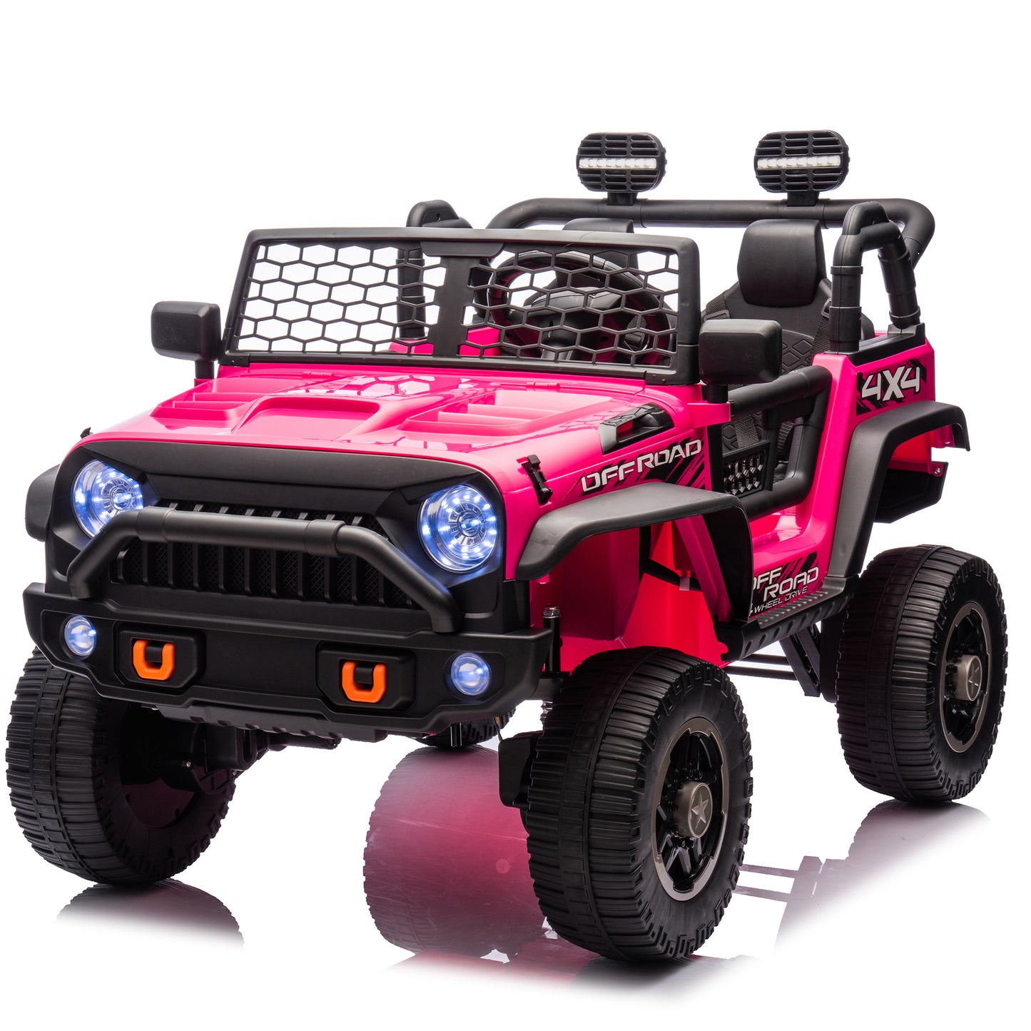 Joyracer 24V 4WD Ride on Toys with Remote Control, 2 Seater Kids Electric Car 7AH Battery Powered Truck Vehicle Powered 4-Wheeler Toy w/ Spring Suspension, Bluetooth Music, Gift for Boys Girls Red,green,white,black,rose-8802
