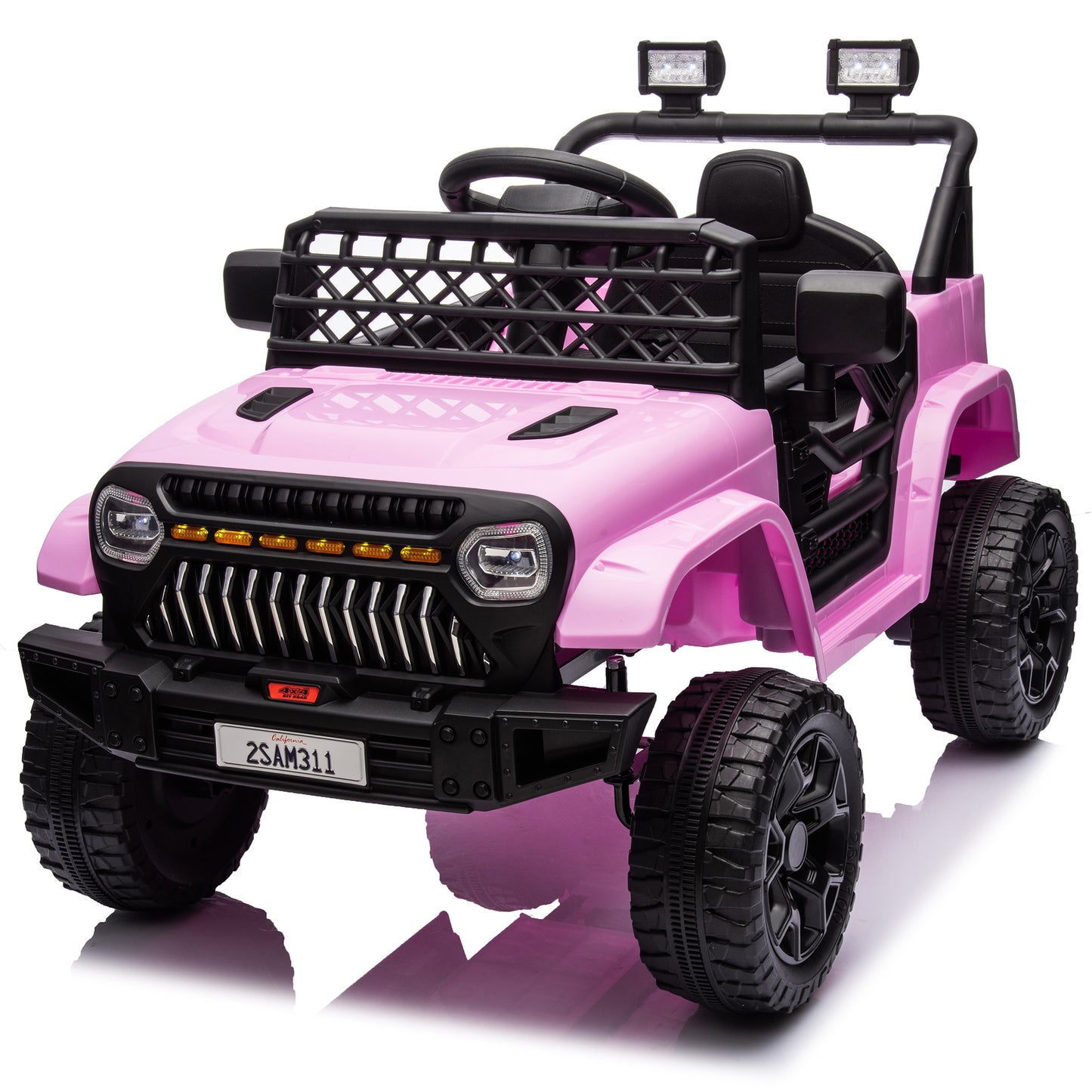 12V Ride on Toys with Remote Control, Kids Battery Car Electric Powered Ride on Car w/ 3-Speed, 4-Wheel Suspension, Music, Bluetooth, MP3, LED Lights, Large Wheels, Pink