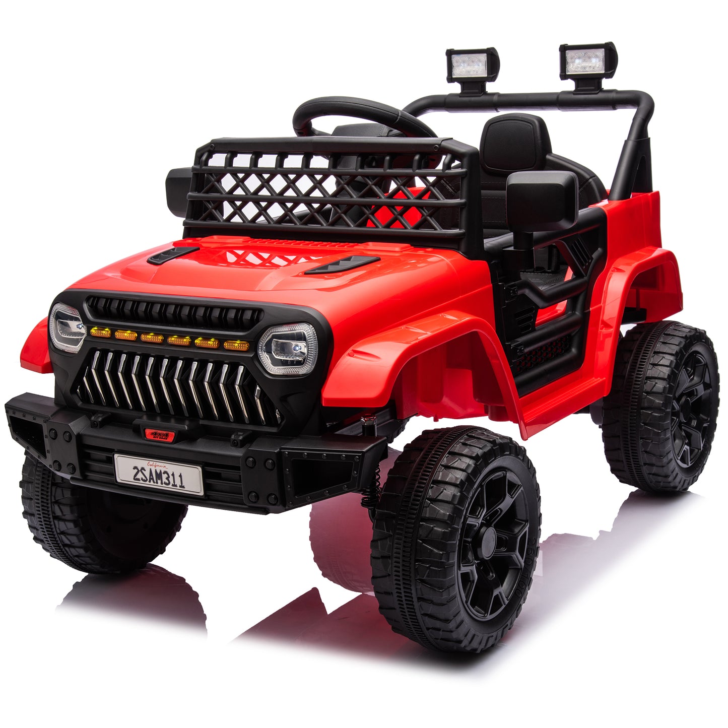 12V Ride on Toys with Remote Control, Kids Battery Car Electric Powered Ride on Car w/ 3-Speed, 4-Wheel Suspension, Music, Bluetooth, MP3, LED Lights, Large Wheels, Red