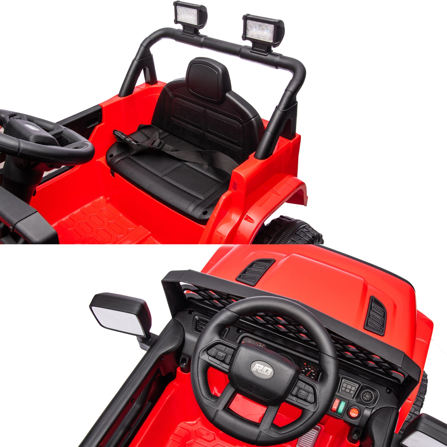 12V Ride on Toys with Remote Control, Kids Battery Car Electric Powered Ride on Car w/ 3-Speed, 4-Wheel Suspension, Music, Bluetooth, MP3, LED Lights, Large Wheels, Red