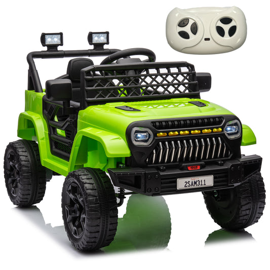 Kids Ride on Toy, 12V Battery Power Ride Toy with Remote Control, Electric Car Truck w/ Music, Green,Black,Pink,Red,White