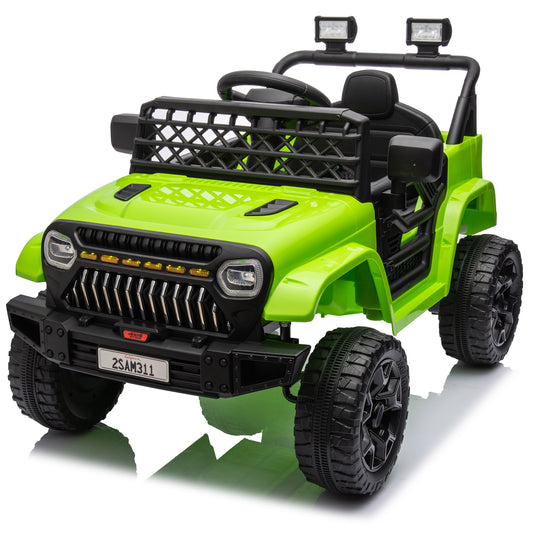 12V Ride on Toys with Remote Control, Kids Battery Car Electric Powered Ride on Car w/ 3-Speed, 4-Wheel Suspension, Music, Bluetooth, MP3, LED Lights, Large Wheels, Green