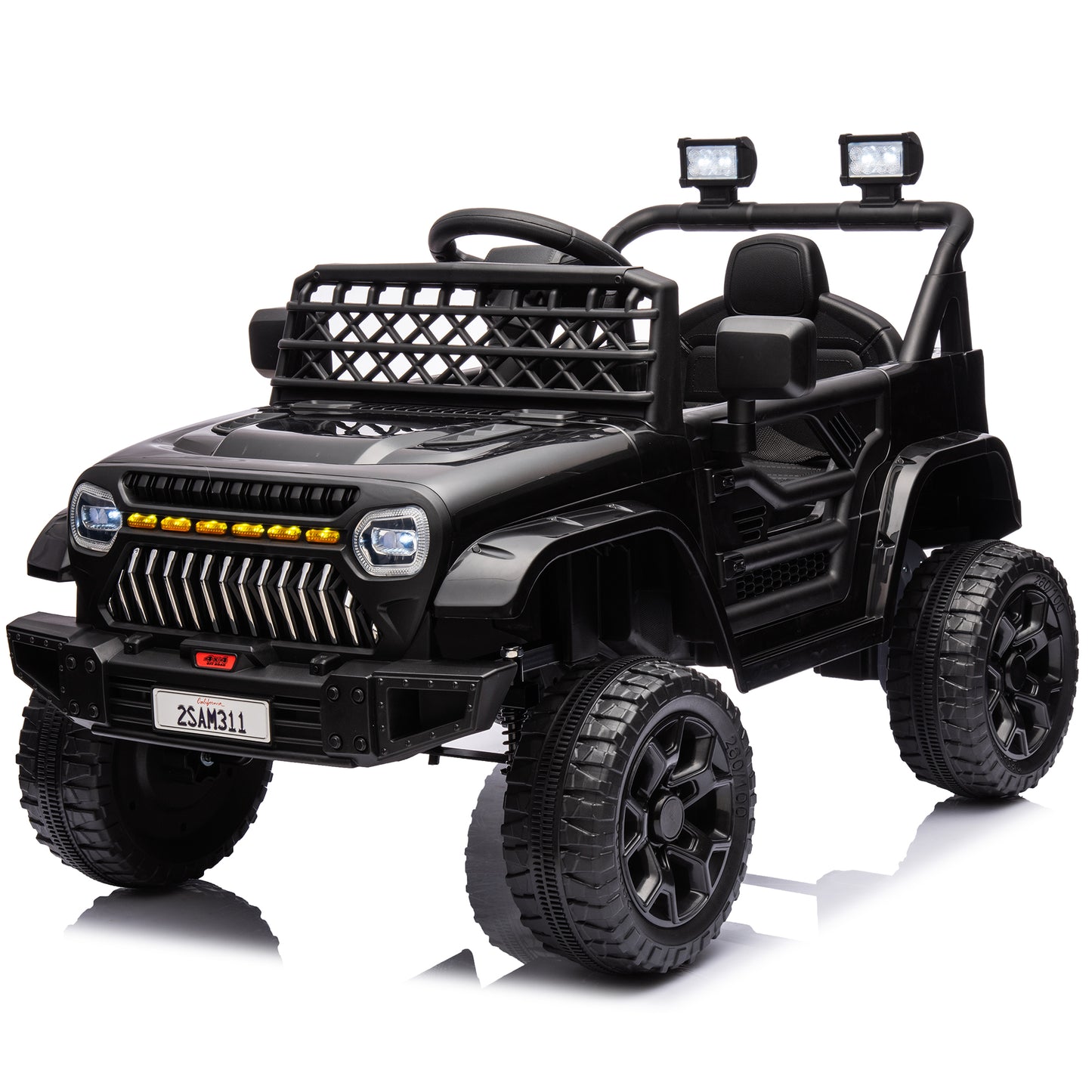 12V Ride on Toys with Remote Control, Kids Battery Car Electric Powered Ride on Car w/ 3-Speed, 4-Wheel Suspension, Music, Bluetooth, MP3, LED Lights, Large Wheels, Black