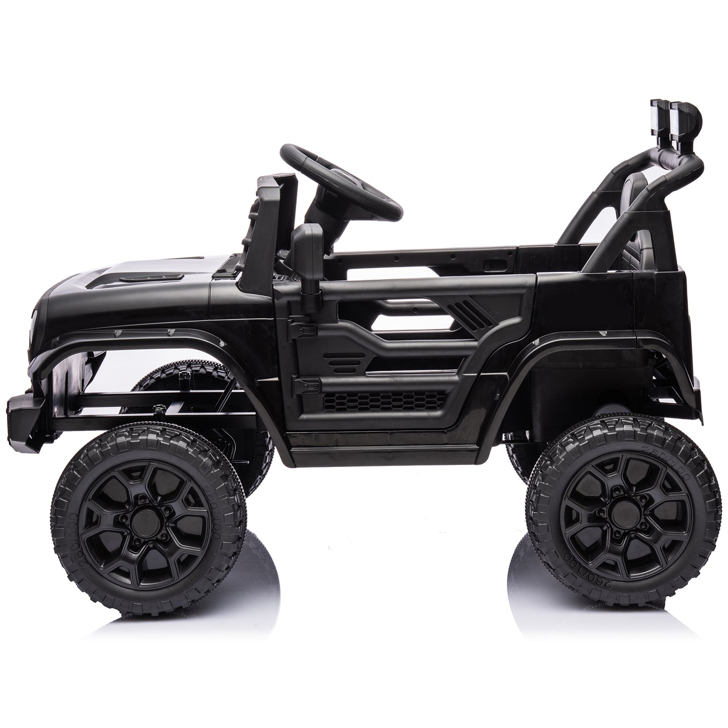 12V Ride on Toys with Remote Control, Kids Battery Car Electric Powered Ride on Car w/ 3-Speed, 4-Wheel Suspension, Music, Bluetooth, MP3, LED Lights, Large Wheels, Black
