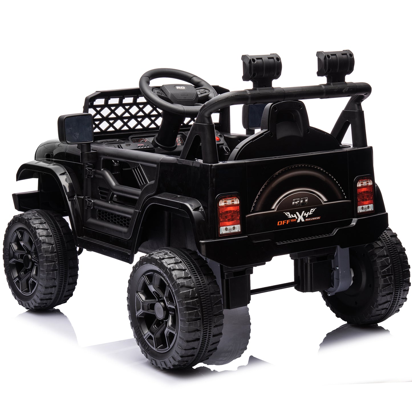 12V Ride on Toys with Remote Control, Kids Battery Car Electric Powered Ride on Car w/ 3-Speed, 4-Wheel Suspension, Music, Bluetooth, MP3, LED Lights, Large Wheels, Black