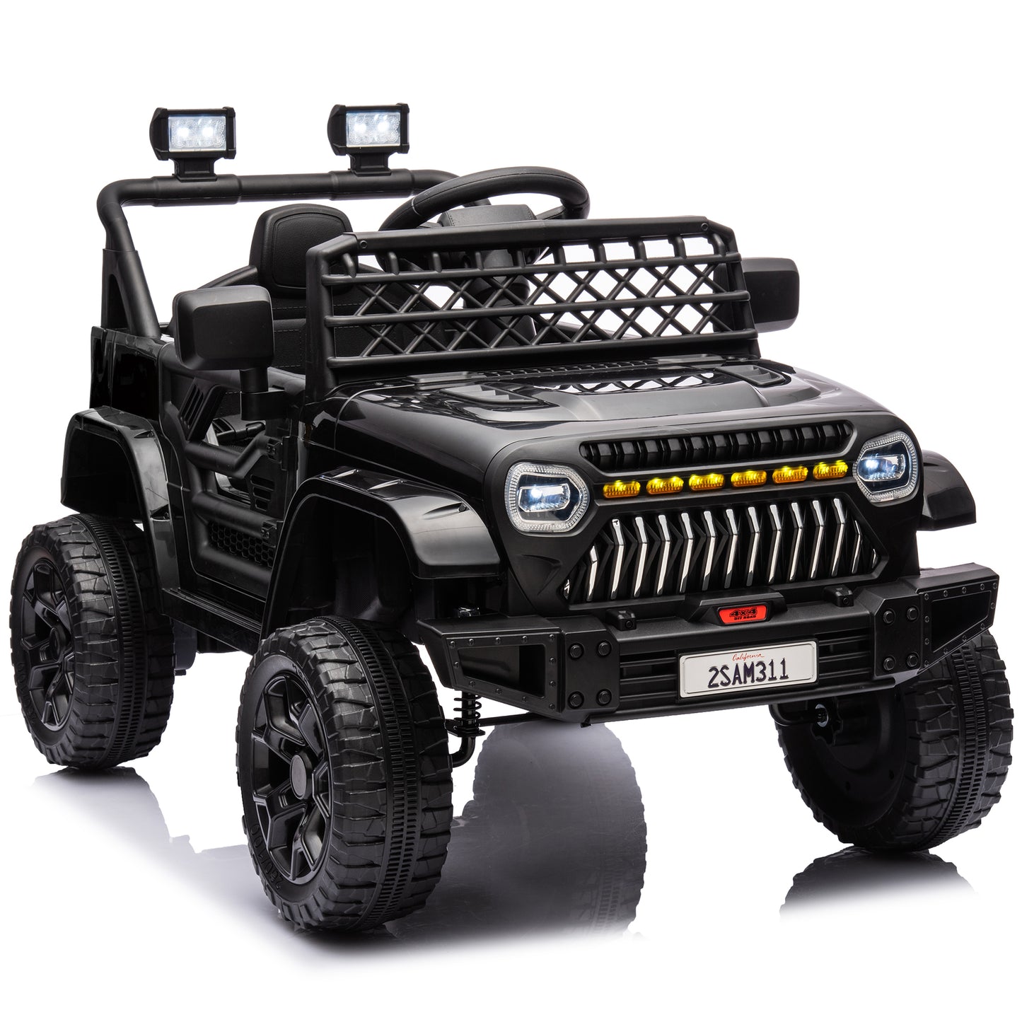 12V Ride on Toys with Remote Control, Kids Battery Car Electric Powered Ride on Car w/ 3-Speed, 4-Wheel Suspension, Music, Bluetooth, MP3, LED Lights, Large Wheels, Black
