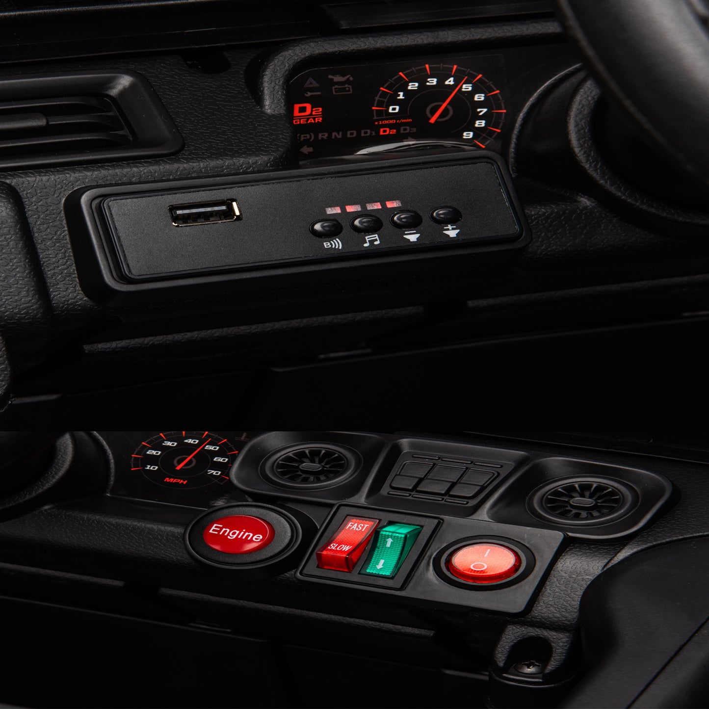 12V Ride on Toys with Remote Control, Kids Battery Car Electric Powered Ride on Car w/ 3-Speed, 4-Wheel Suspension, Music, Bluetooth, MP3, LED Lights, Large Wheels, Green--2311