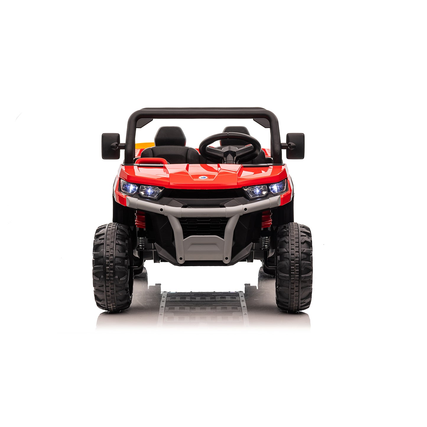 24V Kids Ride on Dump Tractor with Remote Control, 2 Seater Ride On Truck Car w/ 4x75W Motor, Electric Powered 6 Wheels w/ Tipping Bucket Trailer, Shovel, Spring Suspension, Bluetooth Music, Red