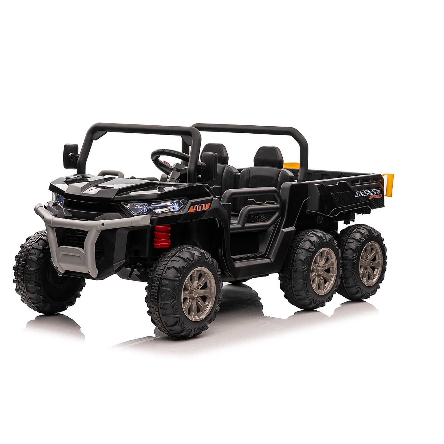 24V Kids Ride on Dump Tractor with Remote Control, 2 Seater Ride On Truck Car w/ 4x75W Motor, Electric Powered 6 Wheels w/ Tipping Bucket Trailer, Shovel, Spring Suspension, Bluetooth Music, Black