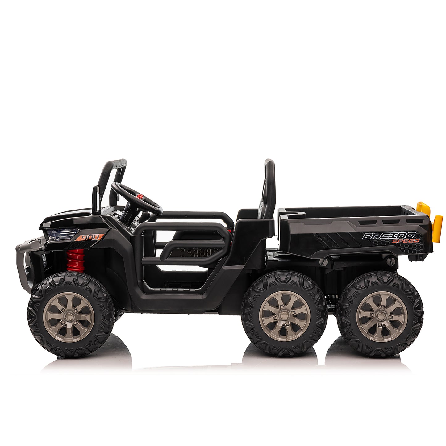 24V Kids Ride on Dump Tractor with Remote Control, 2 Seater Ride On Truck Car w/ 4x75W Motor, Electric Powered 6 Wheels w/ Tipping Bucket Trailer, Shovel, Spring Suspension, Bluetooth Music, Black