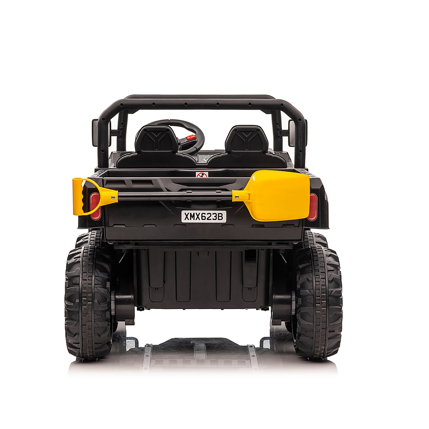 24V Kids Ride on Dump Tractor with Remote Control, 2 Seater Ride On Truck Car w/ 4x75W Motor, Electric Powered 6 Wheels w/ Tipping Bucket Trailer, Shovel, Spring Suspension, Bluetooth Music, Black
