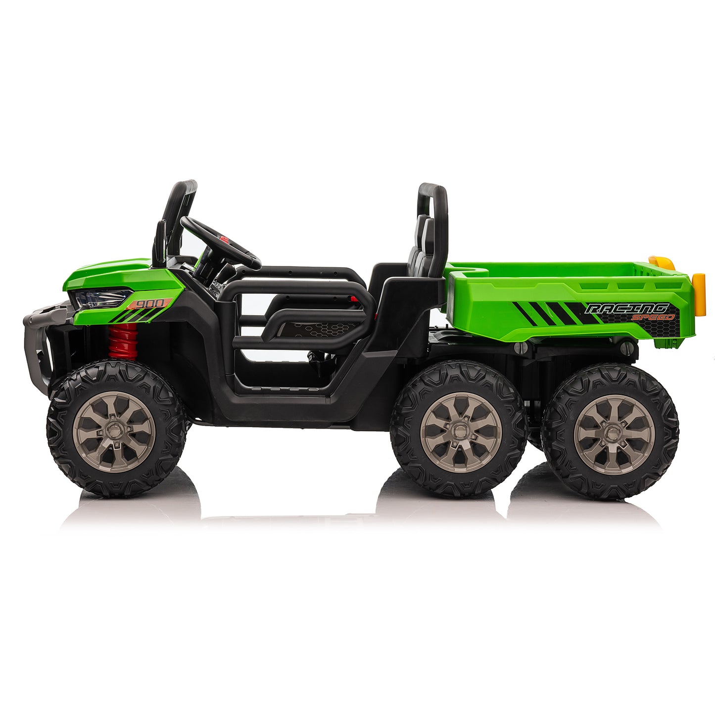 24V Kids Ride on Dump Tractor with Remote Control, 2 Seater Ride On Truck Car w/ 4x75W Motor, Electric Powered 6 Wheels w/ Tipping Bucket Trailer, Shovel, Spring Suspension, Bluetooth Music, Green