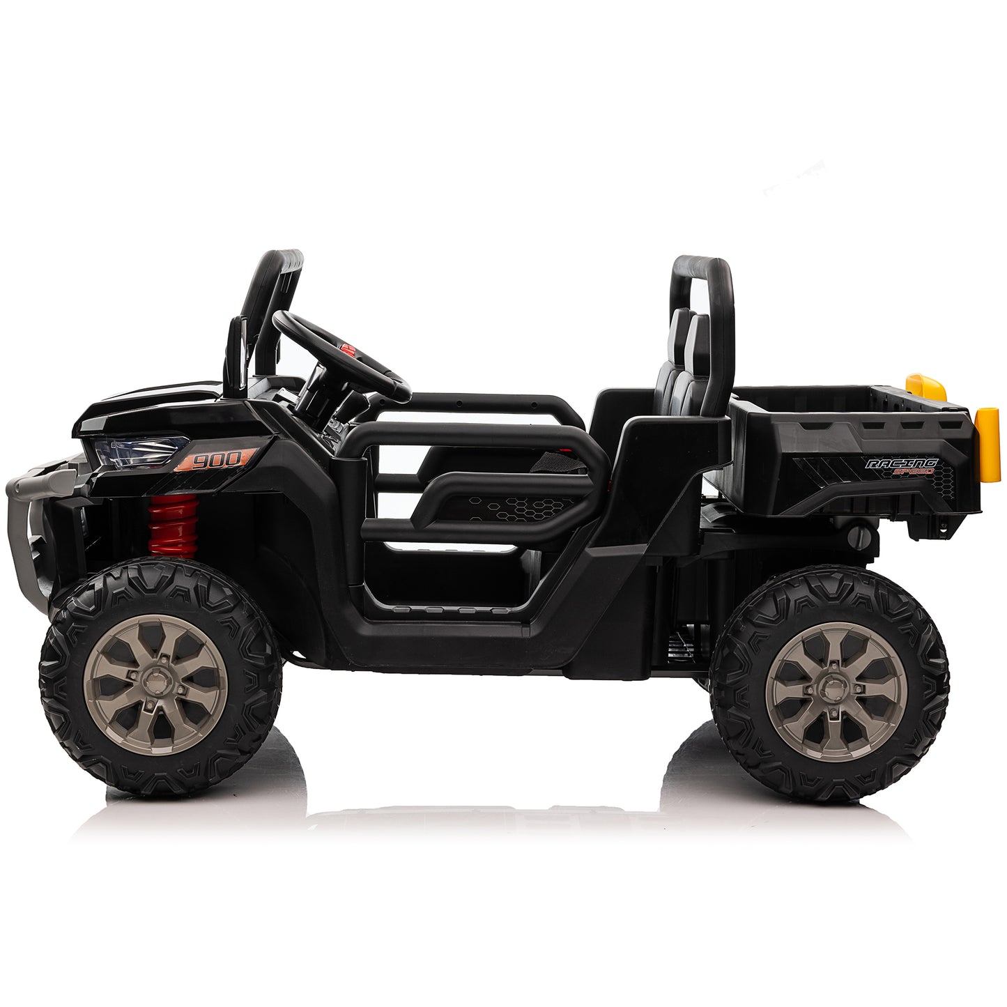 24V Kids Ride on Tractor with Remote Control, 2 Seater Ride on Truck for Kids Gift, 2x200W Motor, Electric Battery Powered Ride on Toy with Trailer & Shovel, Horn, MP3, Bluetooth Music, Black-623