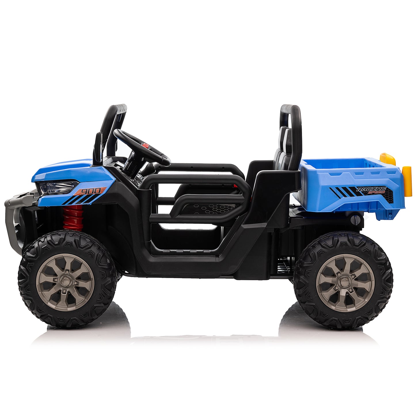 Joyracer 24 Volt Ride on Toys with Remote Control, Battery Powered Tractor Wheeler Electric Car for Toddlers, Motorized Vehicle w/ Tippable Trailer, Music - Blue030