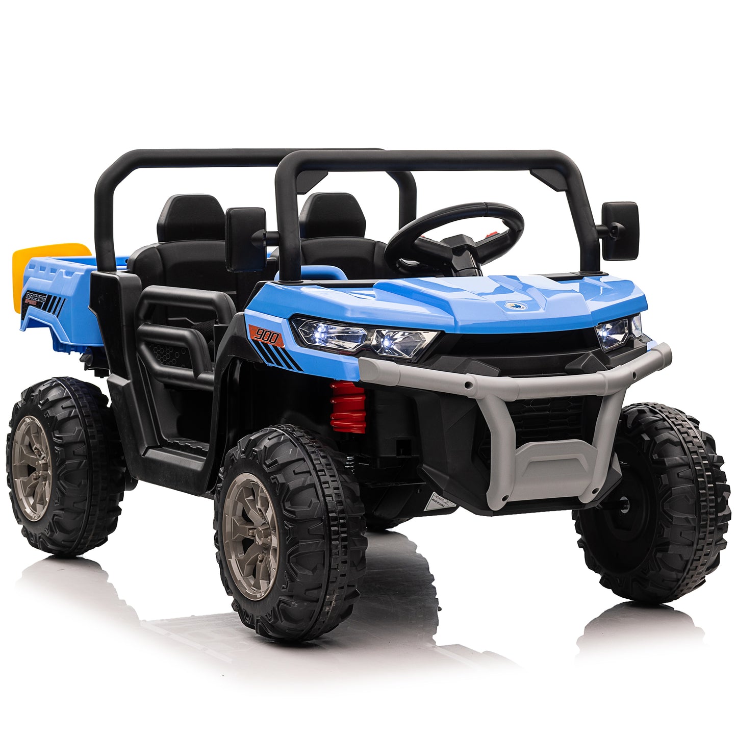 Joyracer 24 Volt Ride on Toys with Remote Control, Battery Powered Tractor Wheeler Electric Car for Toddlers, Motorized Vehicle w/ Tippable Trailer, Music - Blue030