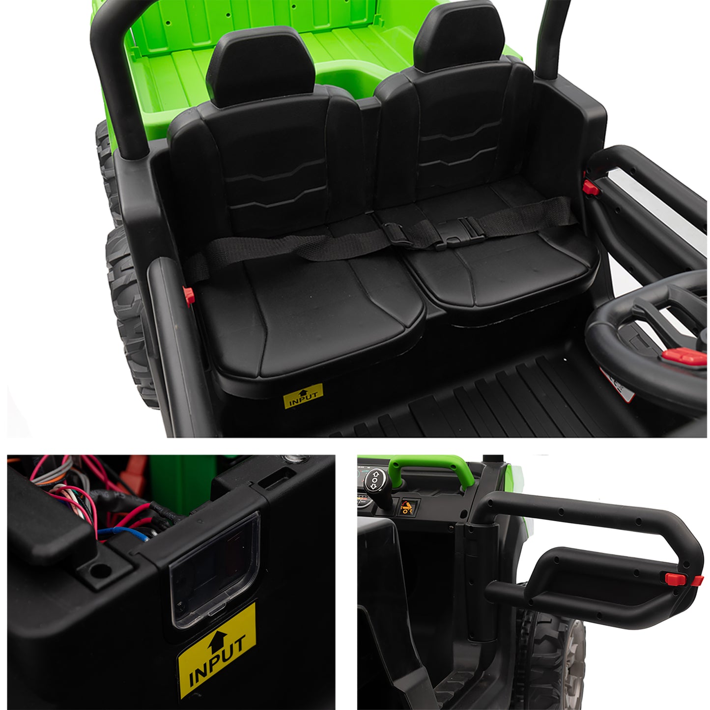 24V Ride on Toys with Remote Control, Kids Ride on Truck 2 Seater, Electric Ride on Tractor with Trailer