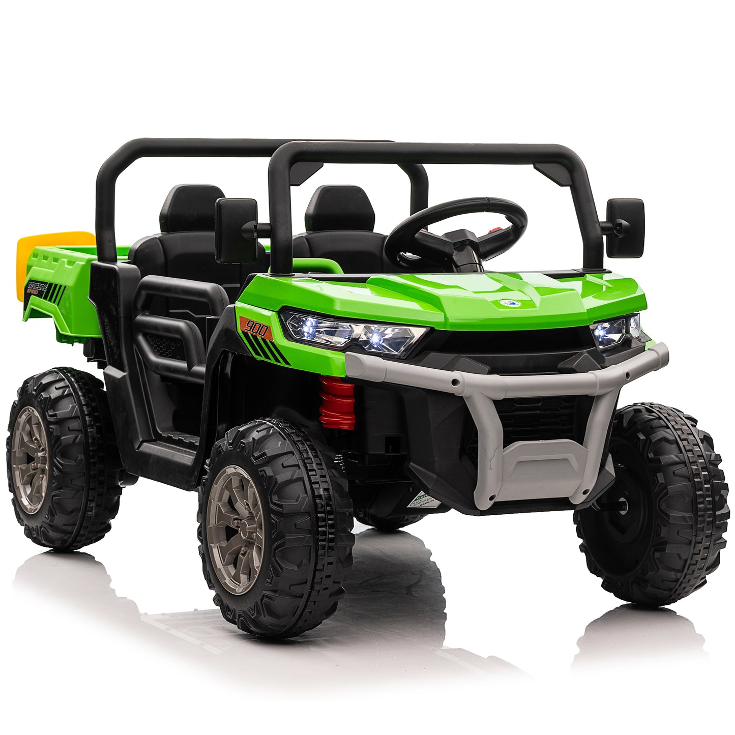 24 Volts Ride on Toys UTV with Remote Control, 2 Seater Powered Ride on Dump Truck, Electric Car for Kids 3-8 Gifts w/ Bluetooth/Music/Spring Suspension, 4 Wheelers, Green-2025-623