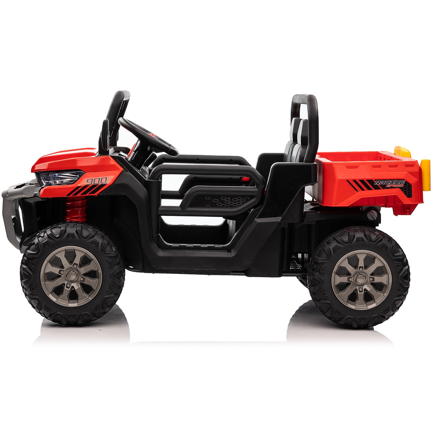 Joyracer 24 Volts Ride on Toys UTV with Remote Control, 2 Seater Powered Ride on Dump Truck Car for Kids 3-8 Gifts w/ Bluetooth/Music/Spring Suspension, 4 Wheelers, Red-2025-623