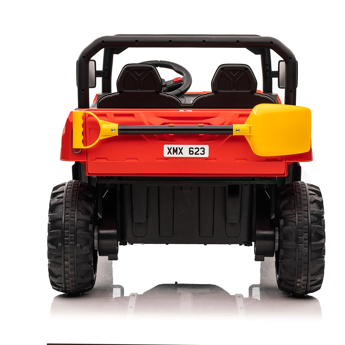 24V Kids Ride on Tractor with Remote Control, 2 Seater Ride on Truck for Kids Gift, 2x200W Motor, Electric Battery Powered Ride on Toy with Trailer & Shovel, Horn, MP3, Bluetooth Music, Red-623