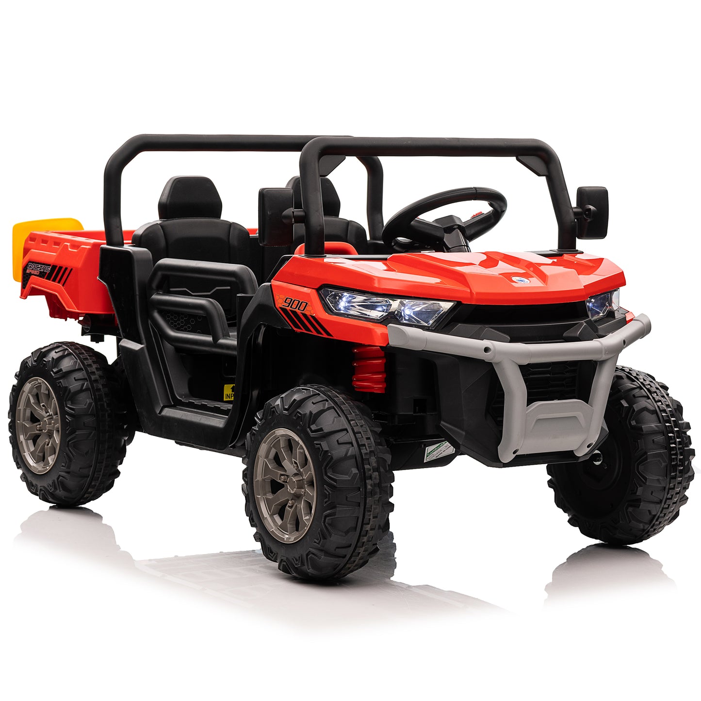24V Ride on Toys with Remote Control, Kids Ride on Truck 2 Seater, Electric Ride on Tractor with Trailer