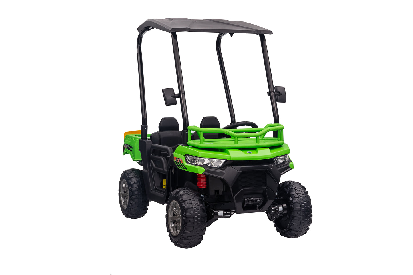 Joyracer 24V Ride on Toys, 4WD Powered Ride on UTV with Remote Control, Kids Electric Golf Cart w/ 2 Seater, 4x200W Dump Turck w/ Tiltable Trailer & Shovel, 3 Speeds, Bluetooth USB Music, Green