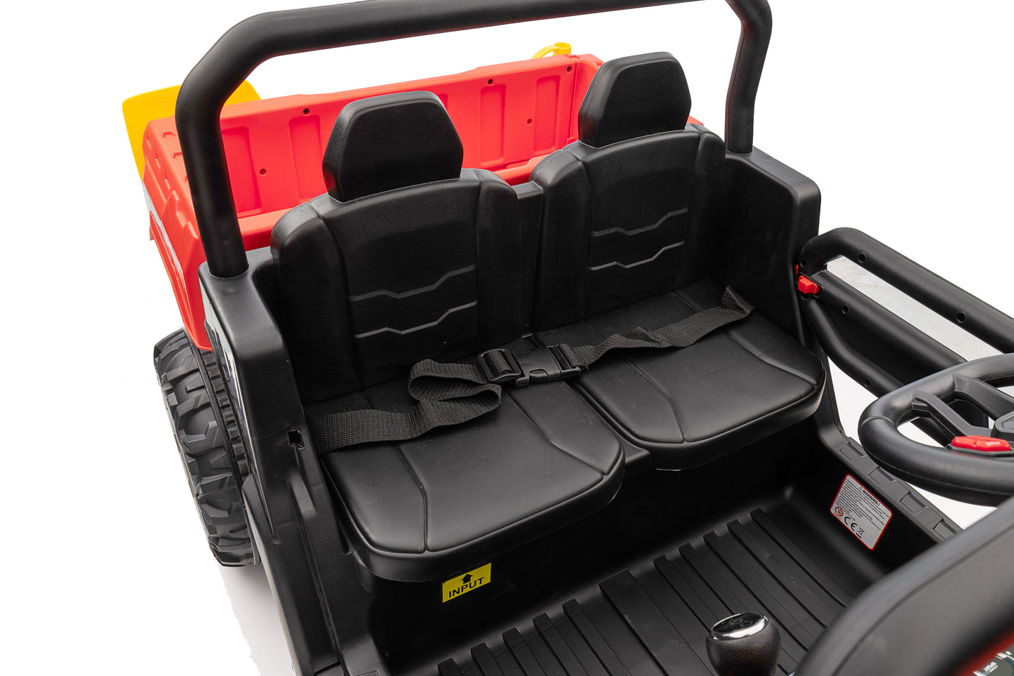 24V Kids Ride on Tractor with Remote Control, 2 Seater Ride on Truck for Kids Gift, 2x200W Motor, Electric Battery Powered Ride on Toy with Trailer & Shovel, Horn, MP3, Bluetooth Music, Red-623