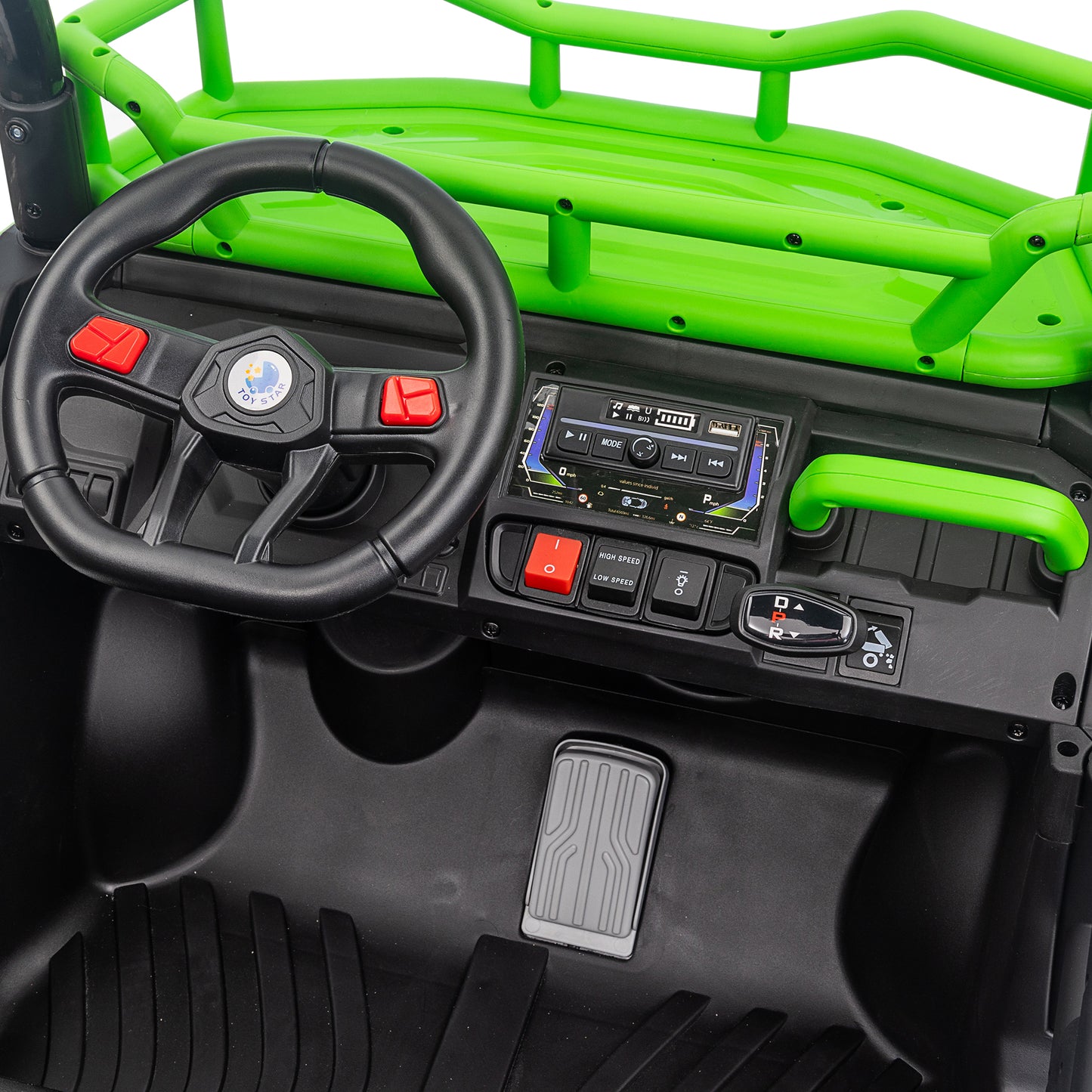 Joyracer 4WD 24 Volt Ride on Toys UTV with 2 Seater & Remote Control, Kids Electric Golf Cart w/ 4x200W Power Motors, Tiltable Trailer & Shovel, 4 Wheels Spring Suspension, Bluetooth USB Music, Green