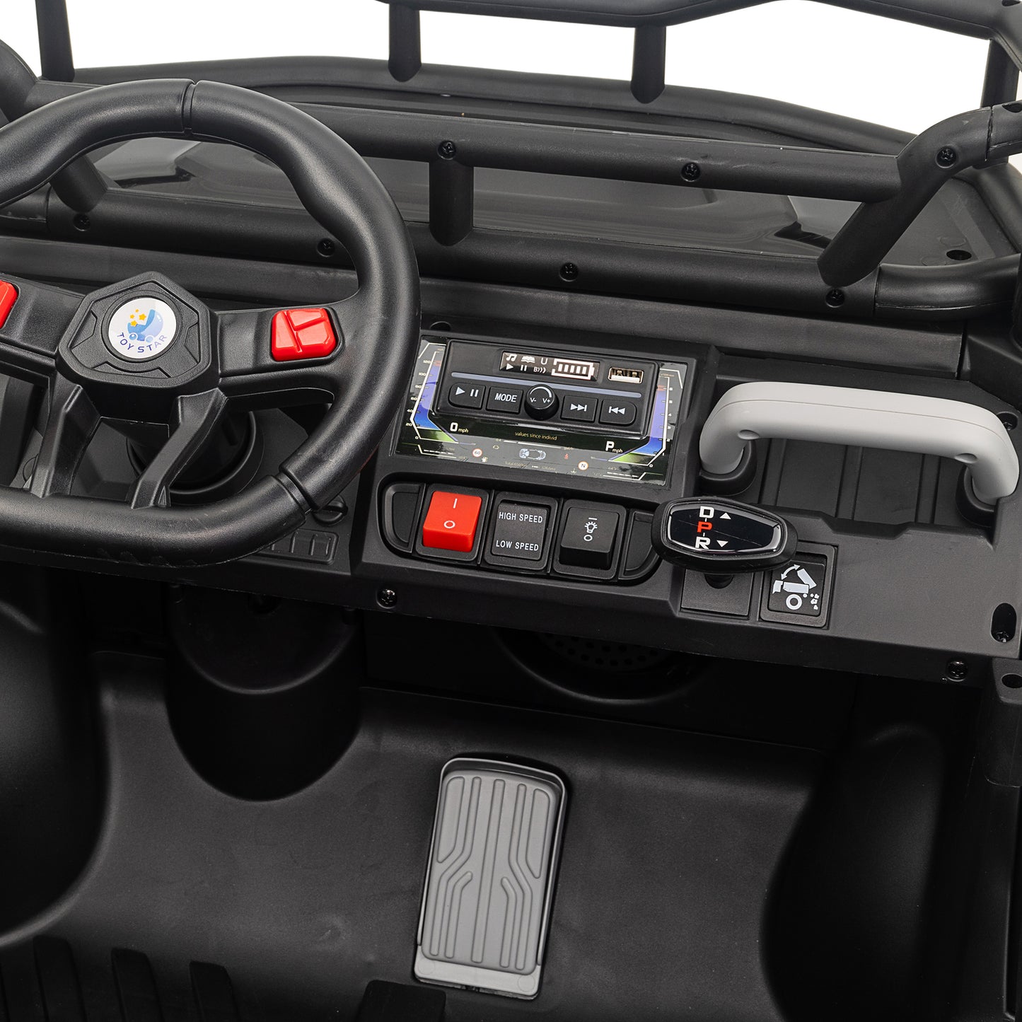 Joyracer 4WD 24 Volt Ride on Toys UTV with 2 Seater & Remote Control, Kids Electric Golf Cart w/ 4x200W Power Motors, Tiltable Trailer & Shovel, 4 Wheels Spring Suspension, Bluetooth USB Music, Black