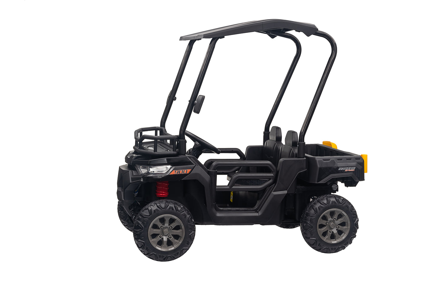 Joyracer 24V Ride on Toys, 4WD Powered Ride on UTV with Remote Control, Kids Electric Golf Cart w/ 2 Seater, 4x200W Dump Turck w/ Tiltable Trailer & Shovel, 3 Speeds, Bluetooth USB Music, Black