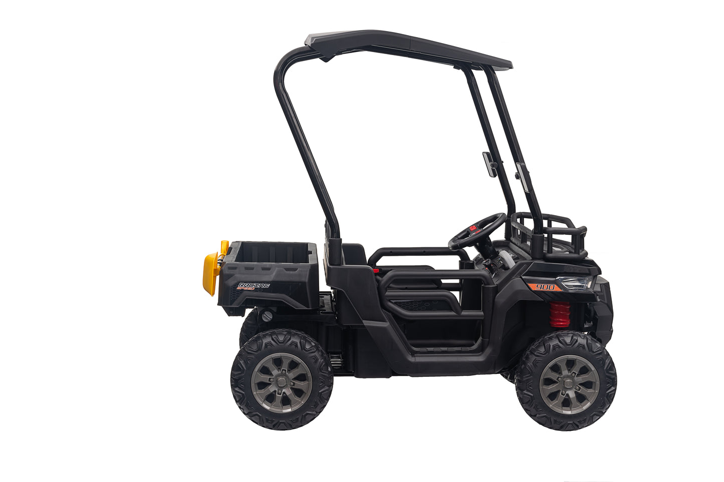 Joyracer 24V Ride on Toys, 4WD Powered Ride on UTV with Remote Control, Kids Electric Golf Cart w/ 2 Seater, 4x200W Dump Turck w/ Tiltable Trailer & Shovel, 3 Speeds, Bluetooth USB Music, Black