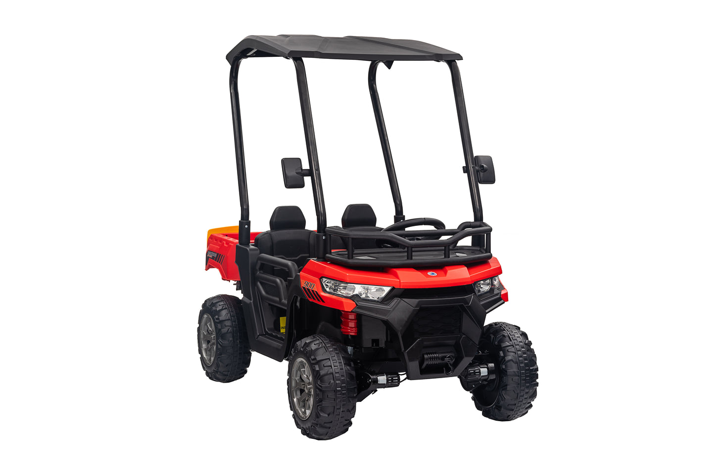 Joyracer 24V Ride on Toys, 4WD Powered Ride on UTV with Remote Control, Kids Electric Golf Cart w/ 2 Seater, 4x200W Dump Turck w/ Tiltable Trailer & Shovel, 3 Speeds, Bluetooth USB Music, Red