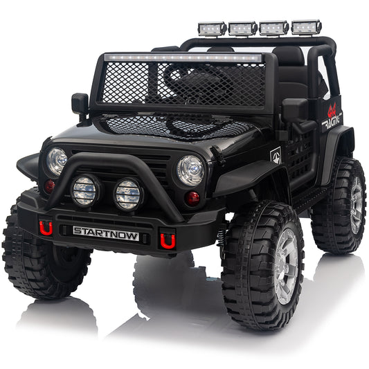 Joyracer 12V Kids Ride on Truck Car with Parent Remote Control & 2 Seater, 5.5AH Battery Powered Toy Car w/ 4 Large Wheels, Spring Suspension, 3 Speeds, LED Lights, Bluetooth for Girl Boy Black
